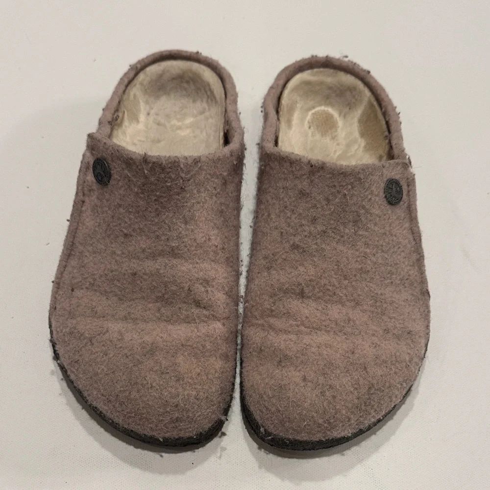 Birkenstock Taupe Wool Clogs